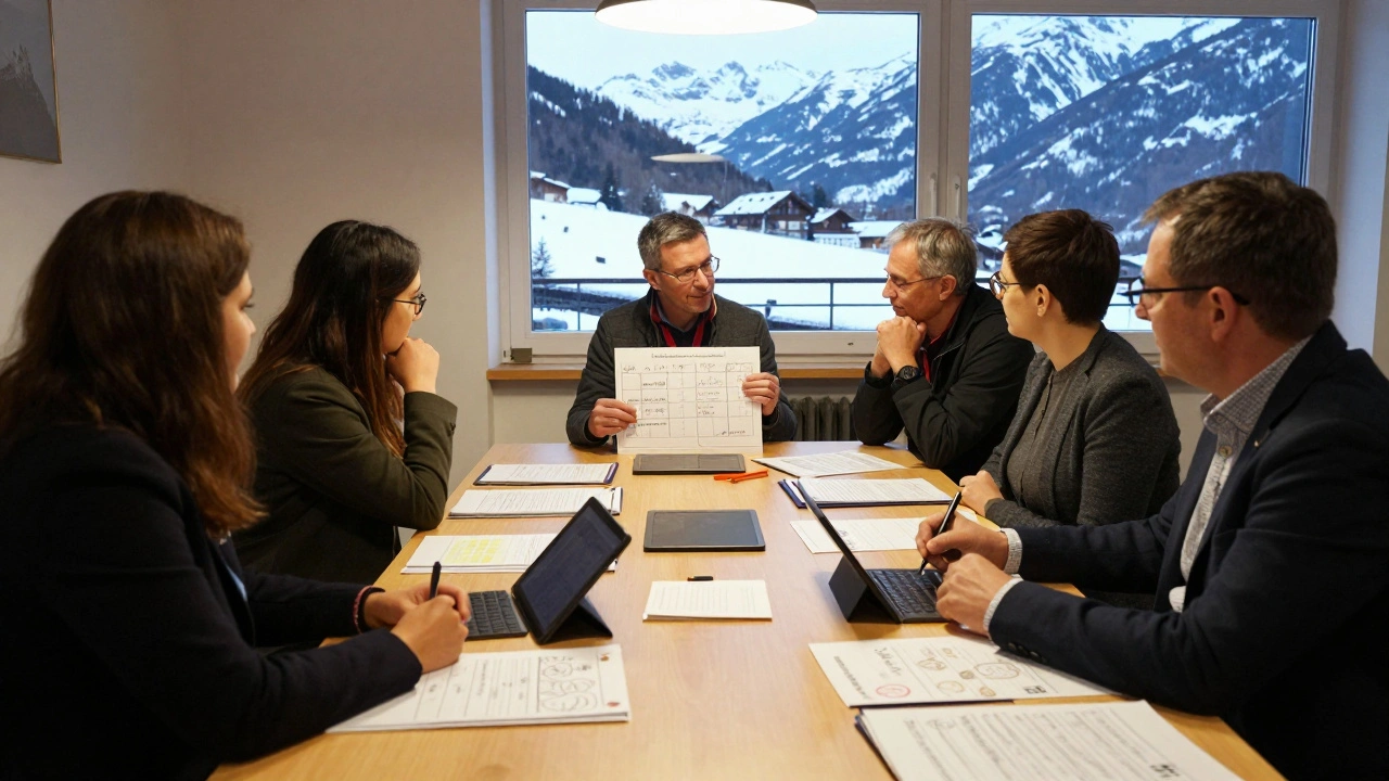 Ein Vernetzungstreffen von Fachkräften in einem pädagogischen Beratungszentrum in den österreichischen Alpen.