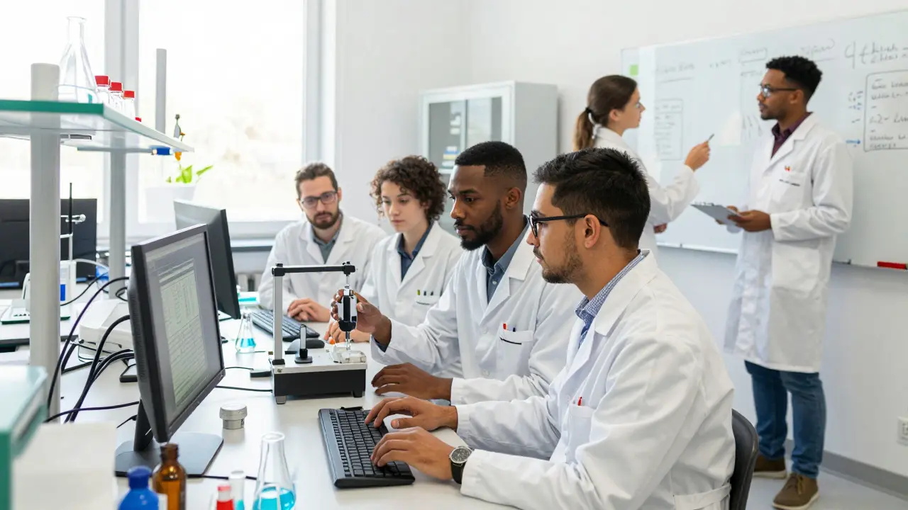 Ein internationales Forscherteam arbeitet gemeinsam in einem modernen Labor.