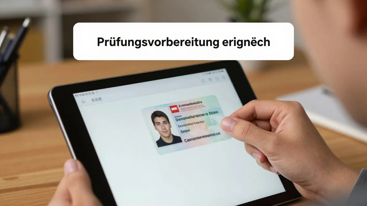 Ein Schüler lädt ein offizielles Lichtbildausweis-Foto hoch, um sich für eine digitale Prüfung zu verifizieren.
