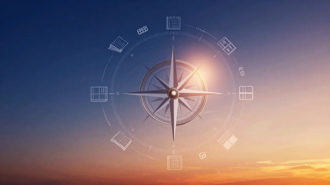 Kompass-Symbol für Bildungskompetenz und Monitoring