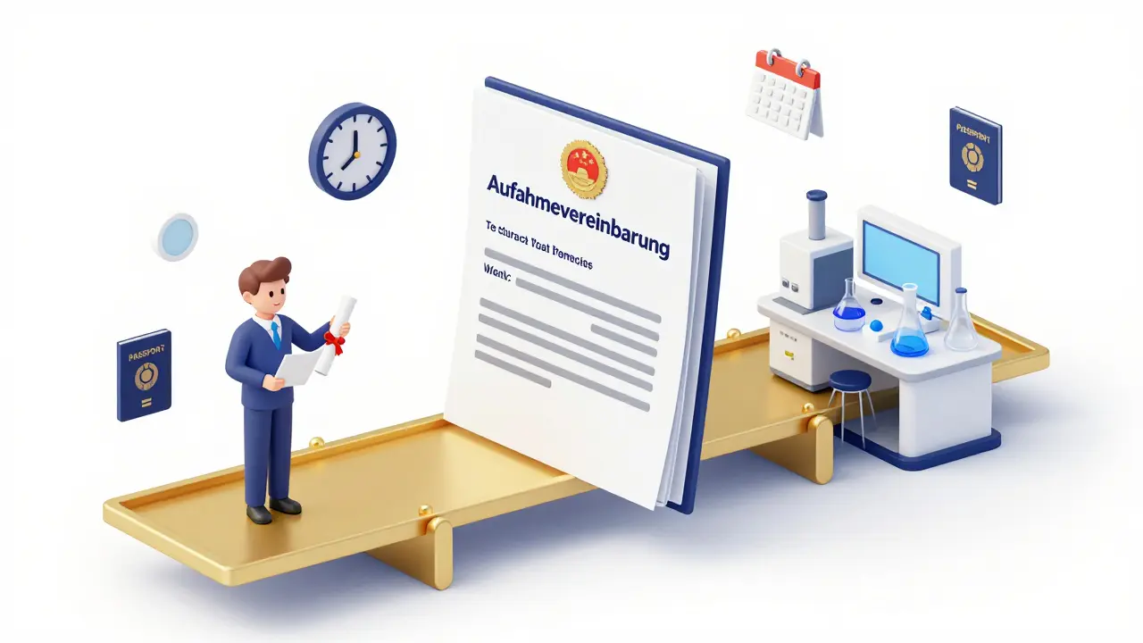 Konzeptuelle Darstellung der Aufnahmevereinbarung als Brücke zum Forschungslabor.