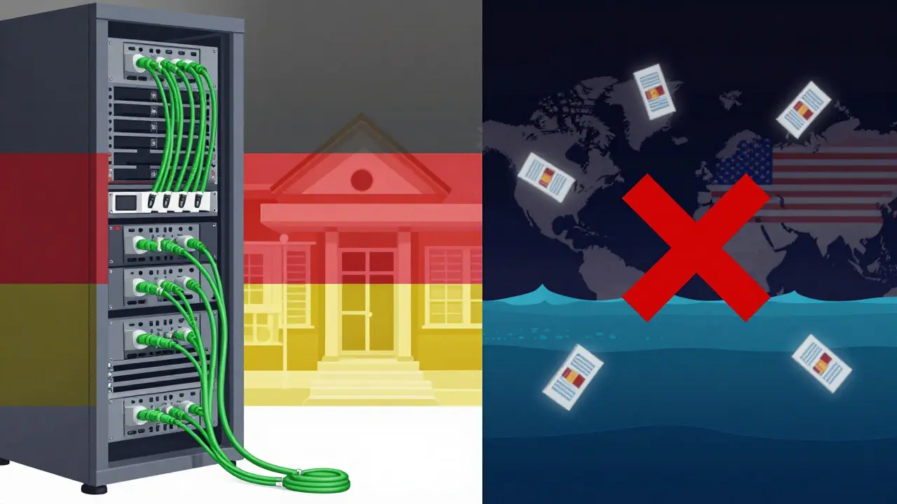 Vergleich sicherer EU-Server und riskanter US-Datenübertragung