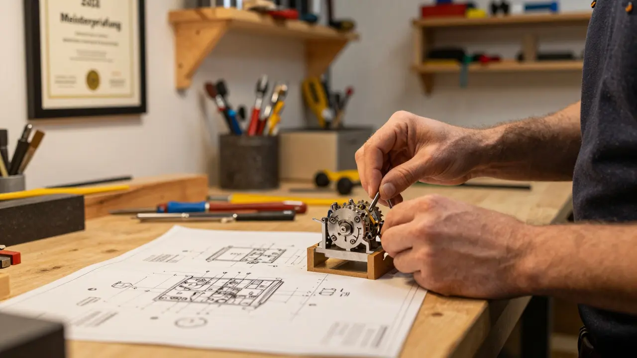 Handwerker bei der Meisterprüfungsvorbereitung
