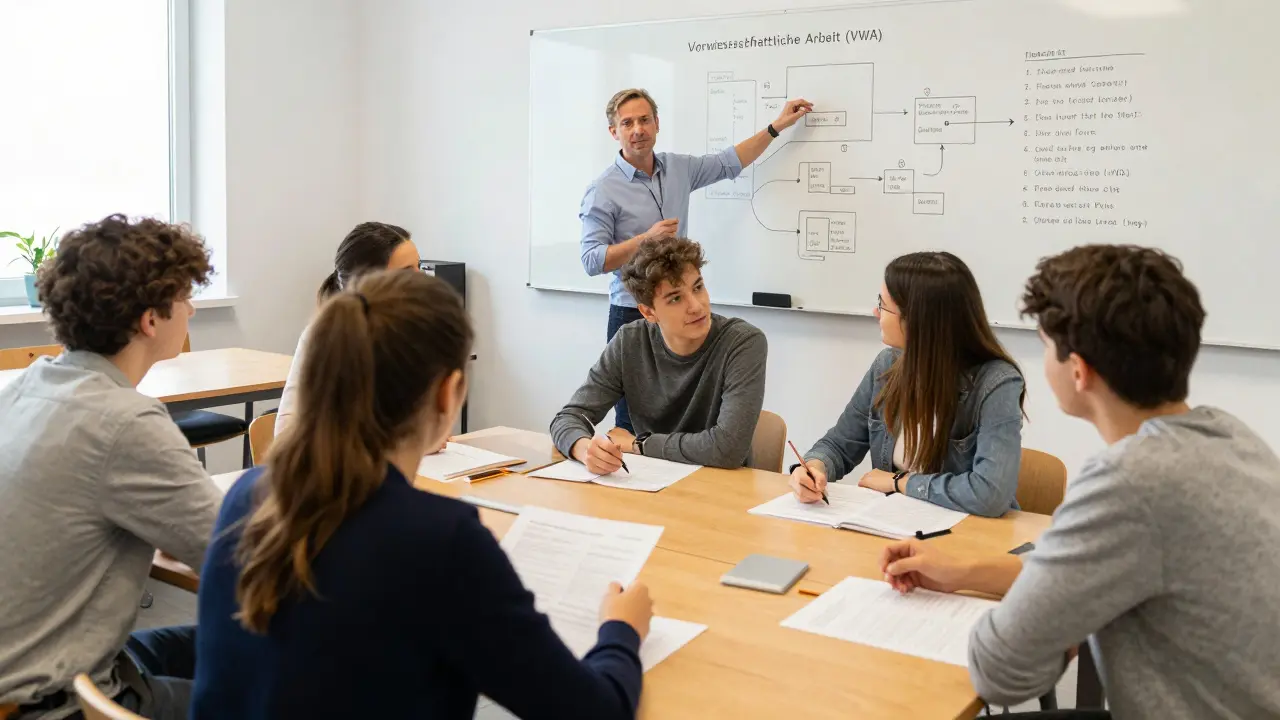 Klassenarbeitsgruppe bei der Vorbereitung auf die VWA