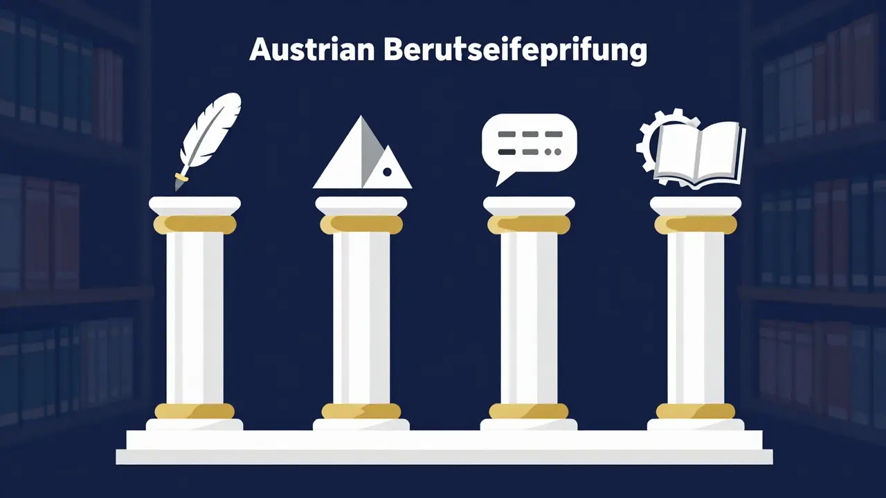 Vier Säulen der BRP-Prüfung: Deutsch, Mathe, Fremdsprache und Fach