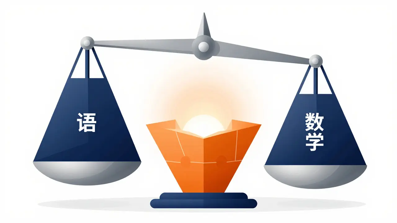 Abstract illustration of the Abitur exam structure as balanced pillars