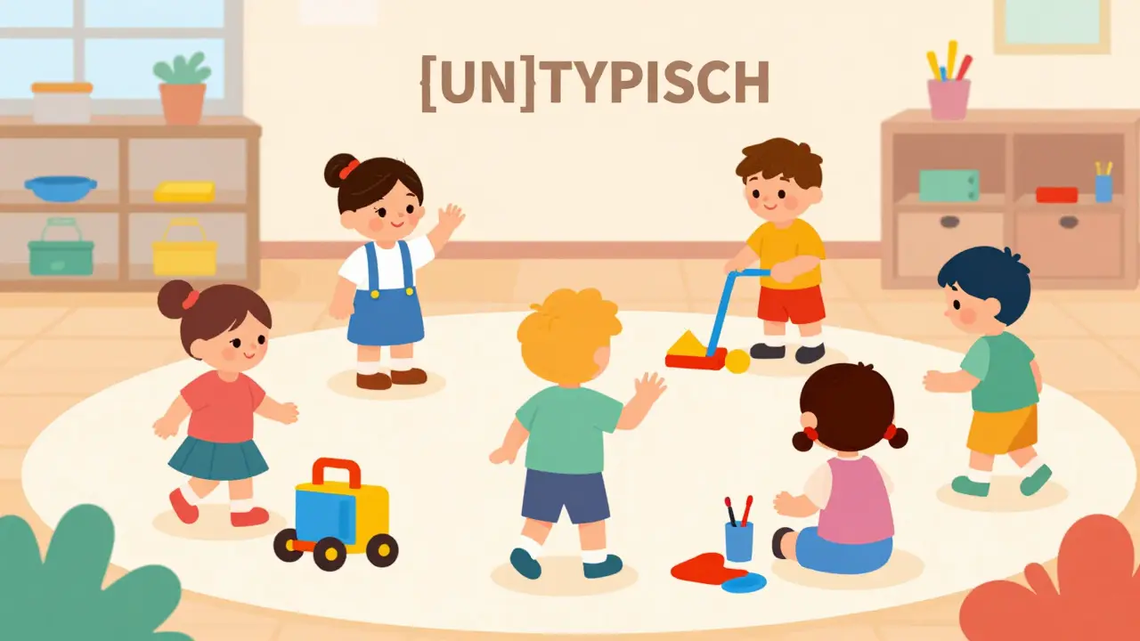 Kinder spielen geschlechtsneutral mit verschiedenen Spielzeugen