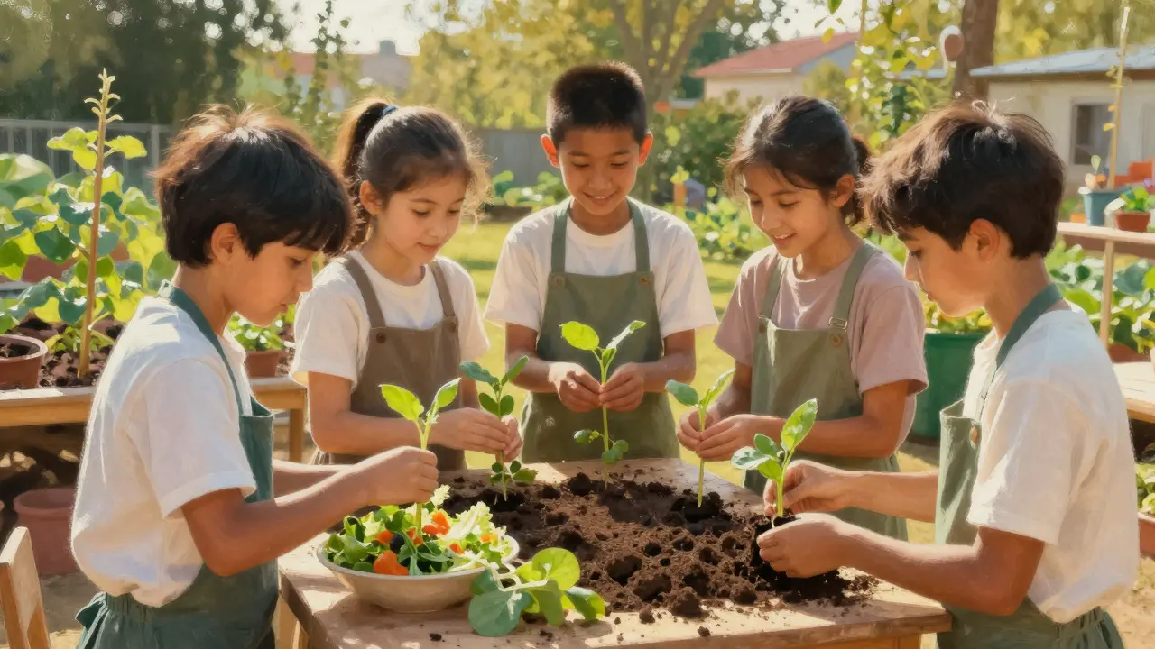 Schüler lernen Nachhaltigkeit durch gemeinsames Gärtnern und Kochen