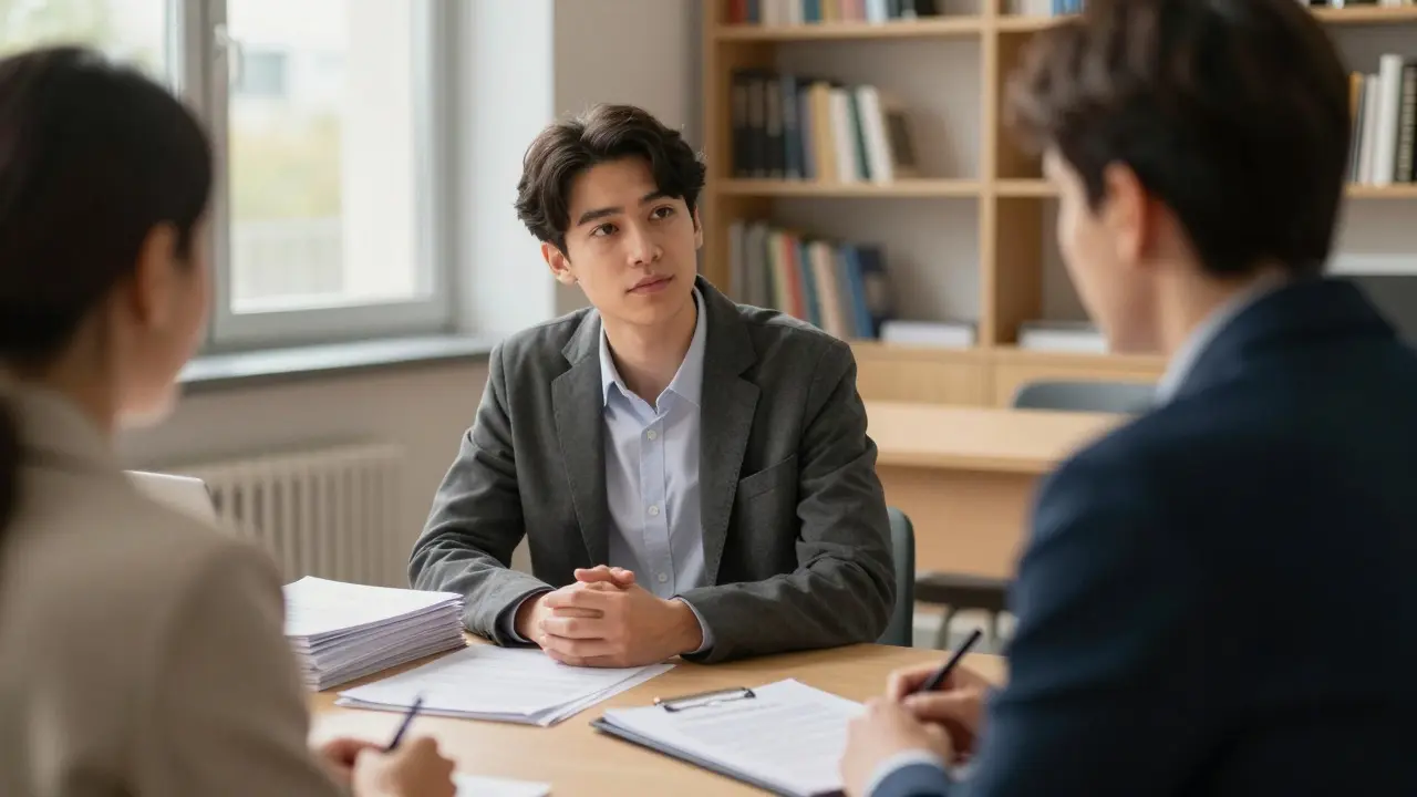 Studentin bei Beratungsgespräch im Universitätsbüro