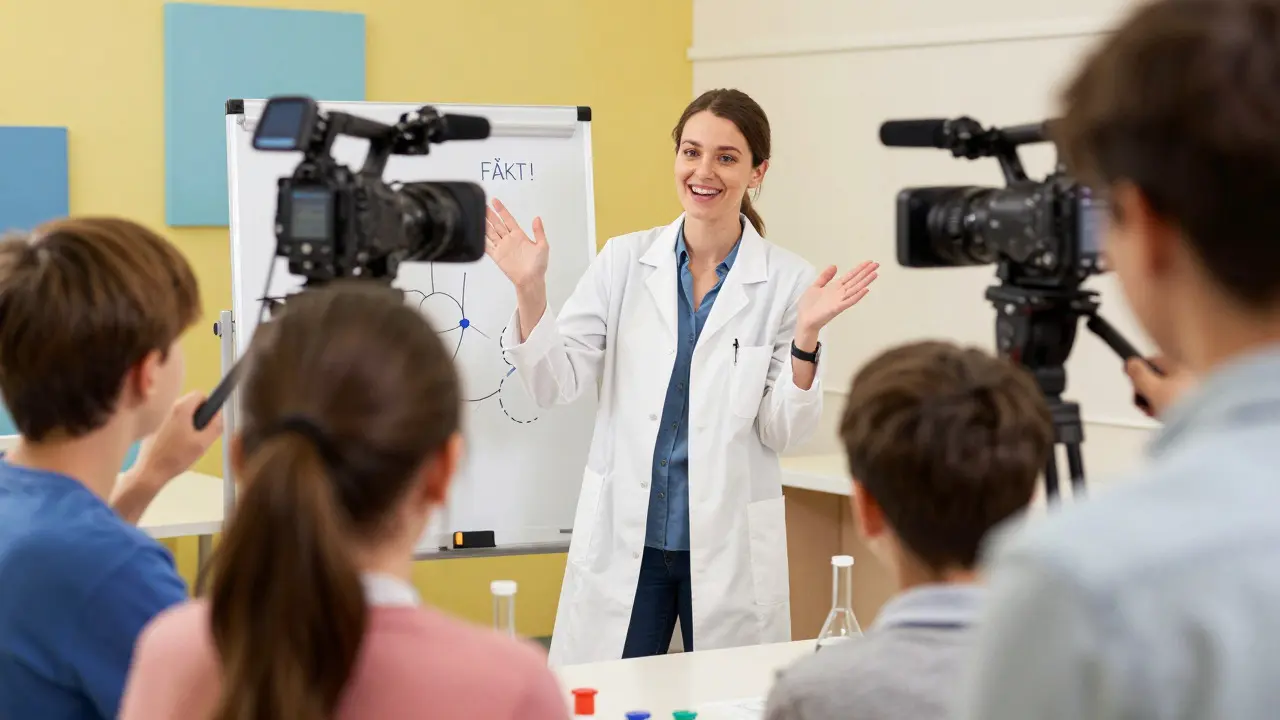 Wissenschaftlerin filmt ein Video für Jugendliche im Rahmen des FÄKT! Programms