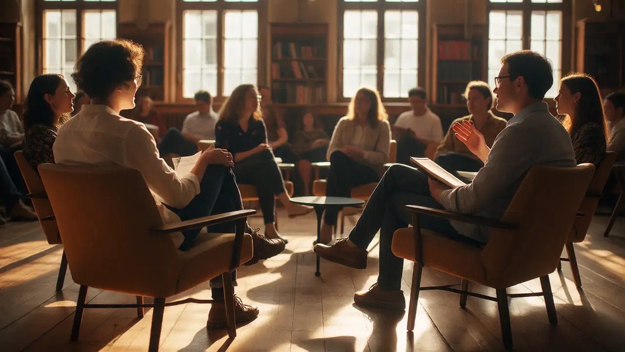 Studenten im Austausch bei einer akademischen Sommerakademie