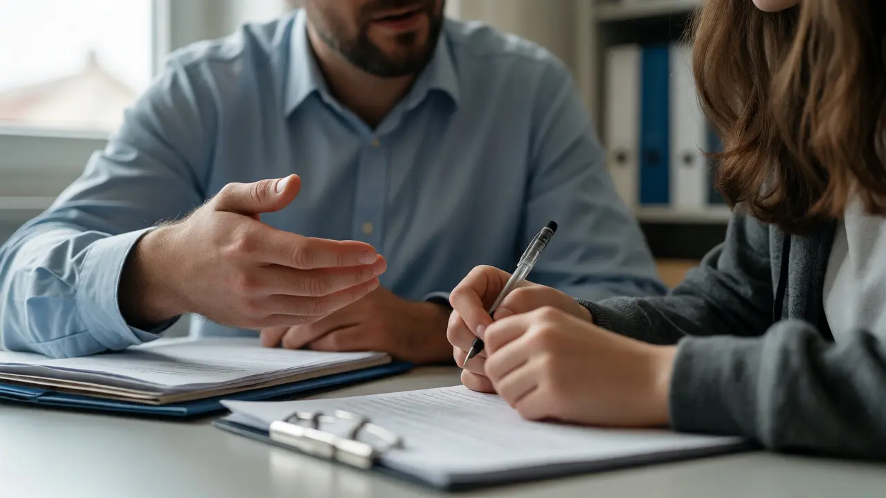 Beratungsgespräch zwischen Student und Mitarbeiter der Behindertenbeauftragten