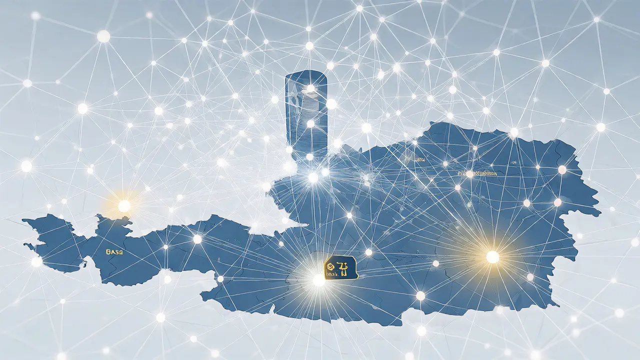 Konzeptuelle Darstellung des vernetzten CTIS-Systems über einer Österreich-Karte