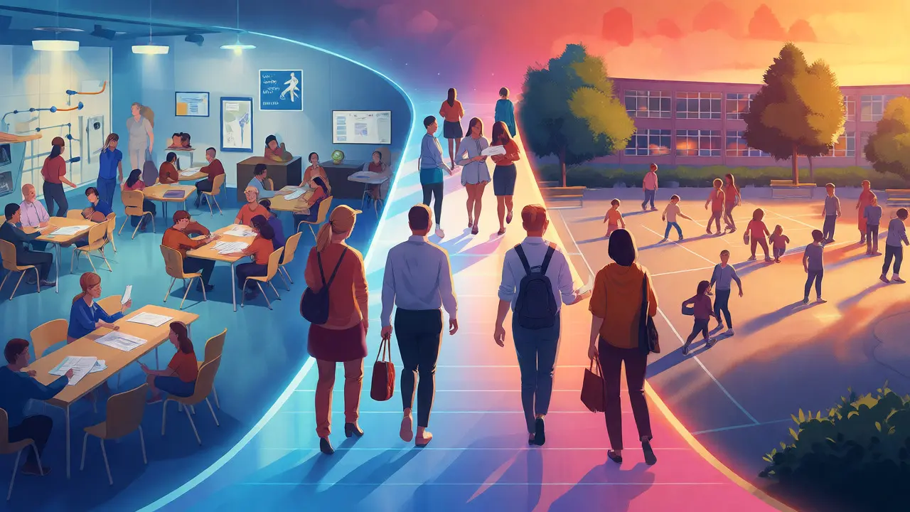 Konzeptuelle Darstellung des Weges zwischen Förderschule und Inklusion