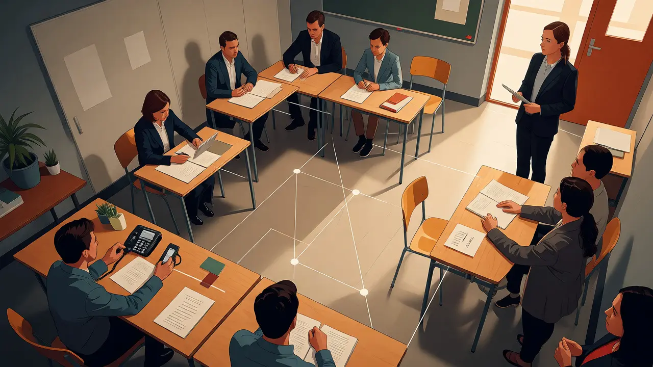 Krisenteam koordiniert Aufgaben und Kommunikation im Klassenzimmer.
